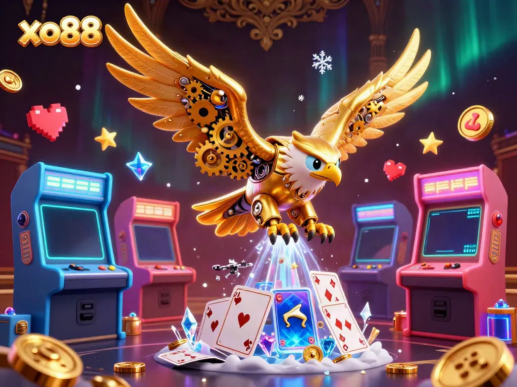 Experience thrilling play with xo88 in a dynamic gaming scene featuring colorful arcade machines and exciting game elements.