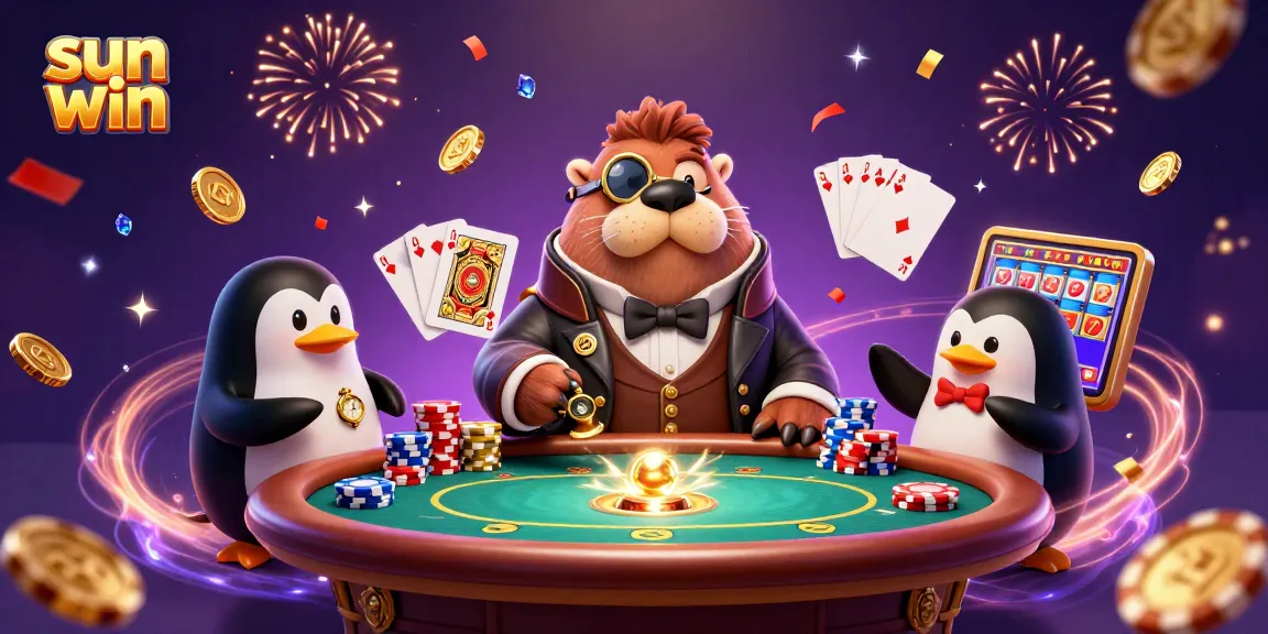 Join the sun win poker game with a jolly walrus, sophisticated penguin dealer, and bluffing pufferfish.