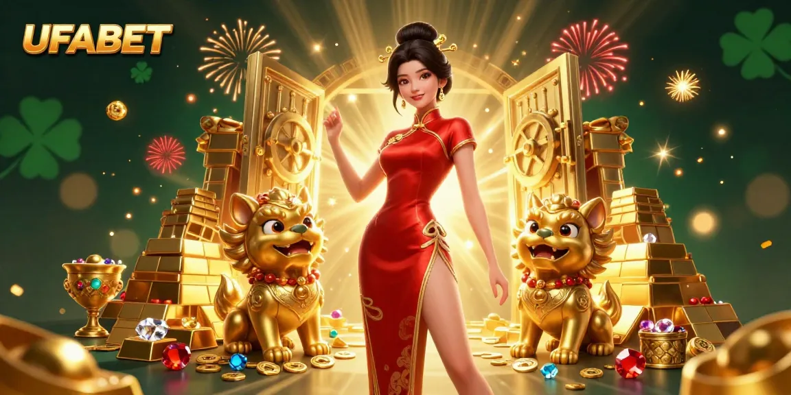 Bet big on UFABET with a glamorous illustration showcasing thrilling casino elements and lively atmosphere.