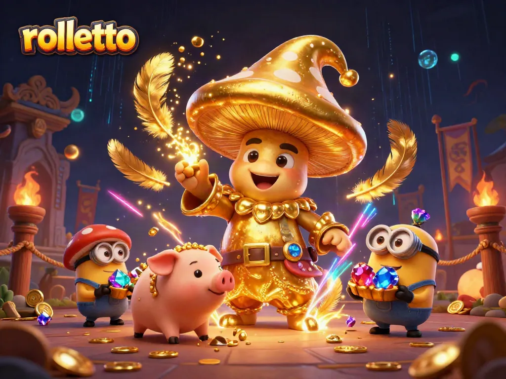 rolletto captures excitement with a golden mushroom wizard and treasure-hunting elements