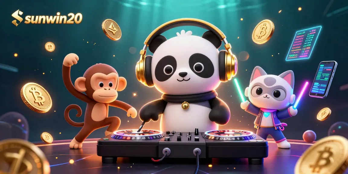 Spin big with sunwin20 as a DJ panda creates a vibrant casino atmosphere with fun characters.
