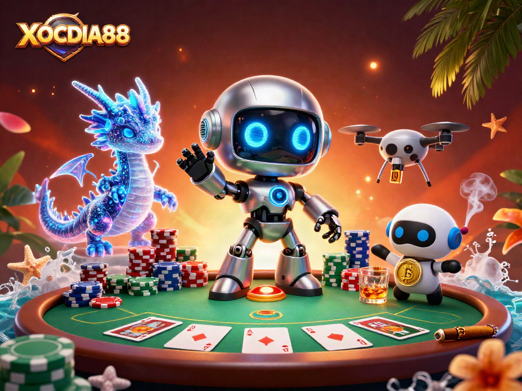 Experience exhilarating poker action at XOCDIA88 with vibrant characters and dynamic game elements.