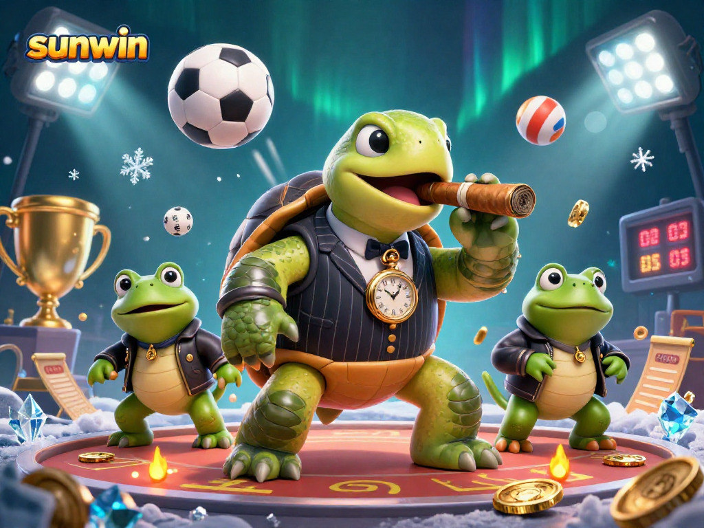Join in the excitement with sunwin as characters enjoy dynamic sports and gambling action.