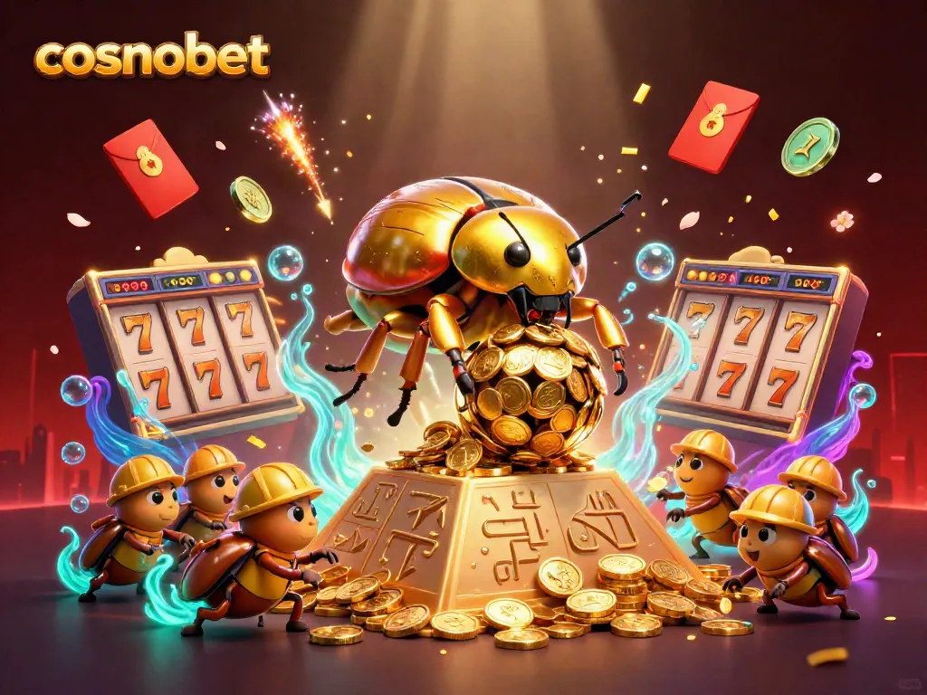 Win big with cosmobet in this vibrant 3D casino game scene packed with excitement and golden treasures.